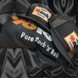 96 Rock Black Trucker Hat with Orange Patch hat ONLY other items sold seperate